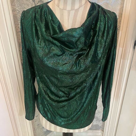 🎃 - GREEN Cowl Neck 80's Style Top! - Picture 2 of 12